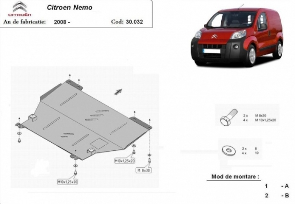 Unterfahrschutz für Motor der Marke Citroen Nemo