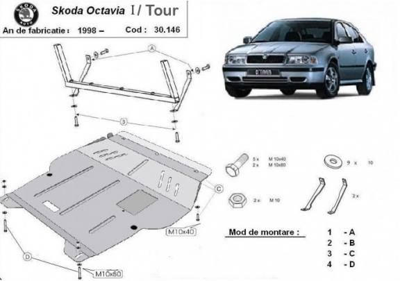 Unterfahrschutz für Motor der Marke Skoda Octavia Tour