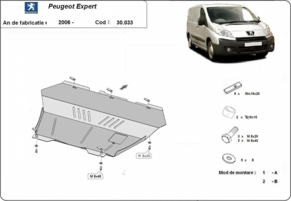 Unterfahrschutz für Motor und Getriebe aus Stahl für  Peugeot Expert