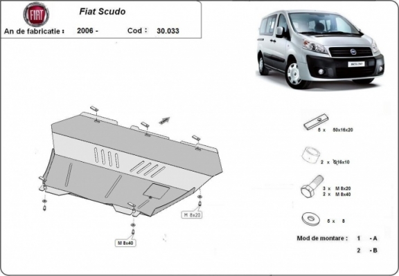 Unterfahrschutz für Motor und Getriebe aus Stahl für  Fiat Scudo