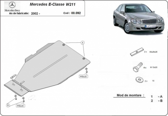 Unterfahrschutz aus Stahl für Automatikgetriebe der Marke Mercedes E-Clasee W211