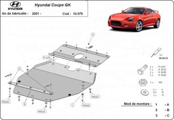 Unterfahrschutz für Motor der Marke Hyundai Coupé Gk