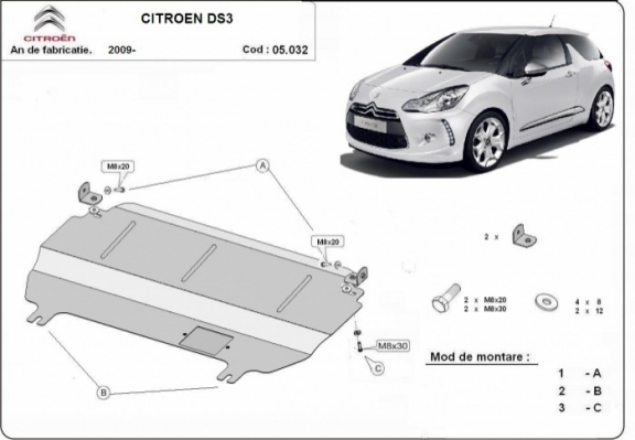 Unterfahrschutz für Motor der Marke Citroen DS3