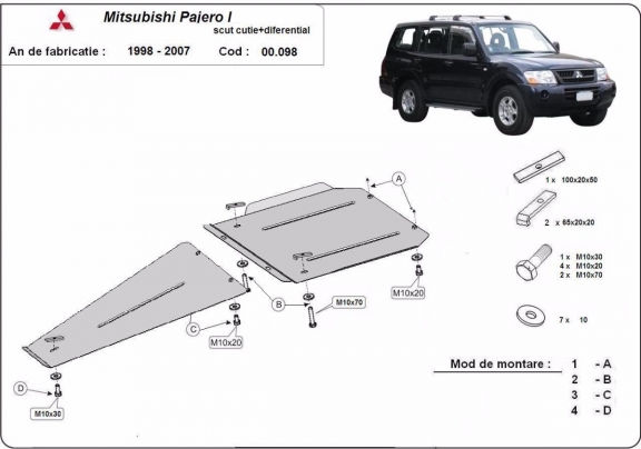 Getriebe und Differentialschutz aus Stahl für Mitsubishi Pajero Sport 1