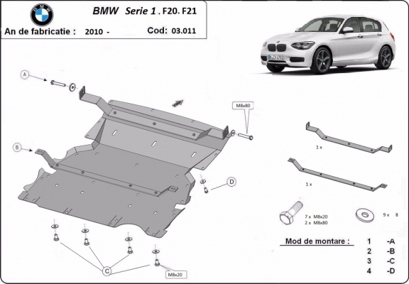 Unterfahrschutz für Motor der Marke BMW Seria 1 F20/F21