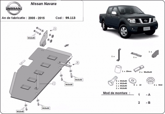 Stahlschutz für Treibstofftank der Marke Nissan Navara D40