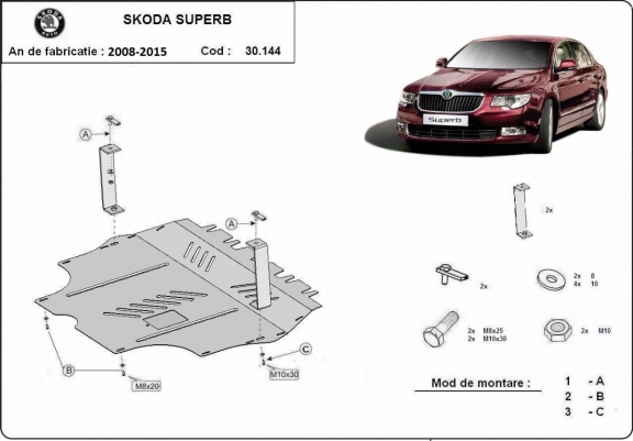 Unterfahrschutz für Motor der Marke Skoda Superb