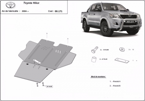 Stahl Getriebe Schutz und Partikelfilter für Toyota Hilux