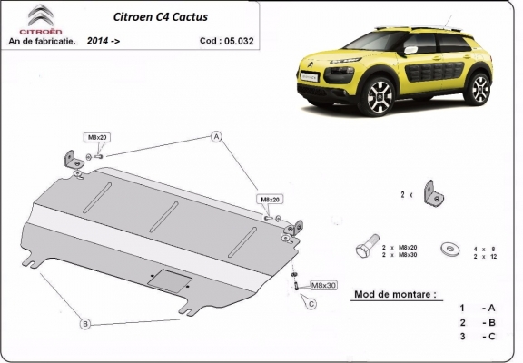 Unterfahrschutz für Motor der Marke Citroen C4 Cactus