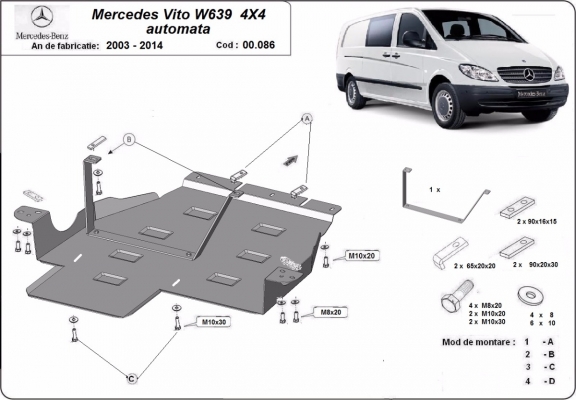 Stahl Getriebe Schutz für Mercedes Vito W639 - 4x4 - Automatikgetriebe