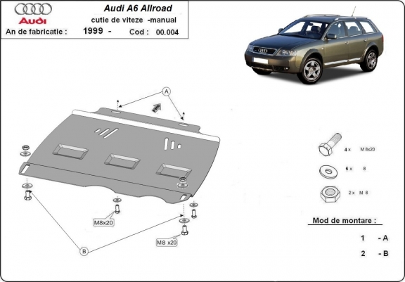Unterfahrschutz für Schaltgetriebe aus Stahl für   Audi Allroad A6
