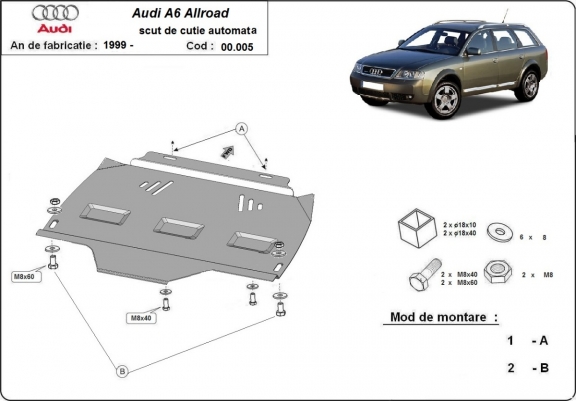 Unterfahrschutz aus Stahl für Automatikgetriebe der Marke Audi Allroad A6