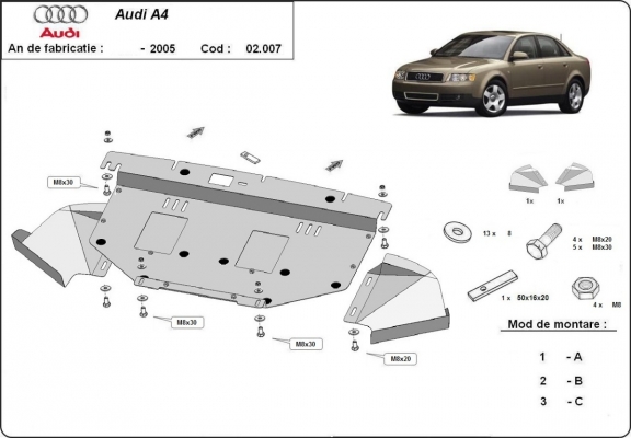 Unterfahrschutz für Motor der Marke Audi A4  B6