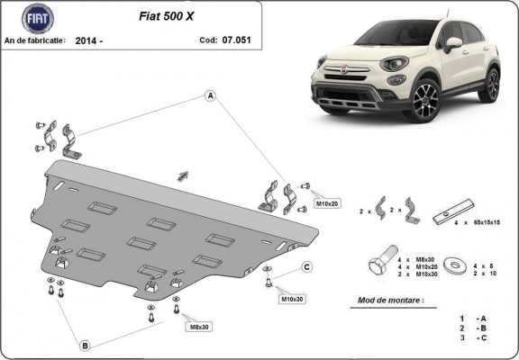 Unterfahrschutz für Motor der Marke Fiat 500x