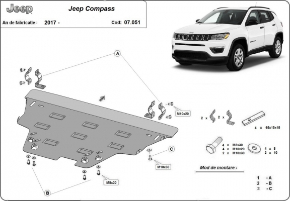 Unterfahrschutz für Motor der Marke Jeep Compass