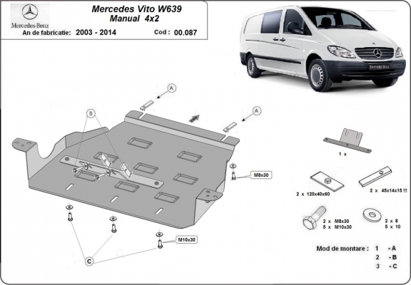 Stahl Getriebe Schutz für Mercedes Vito W639 - 2.2 D 4x2