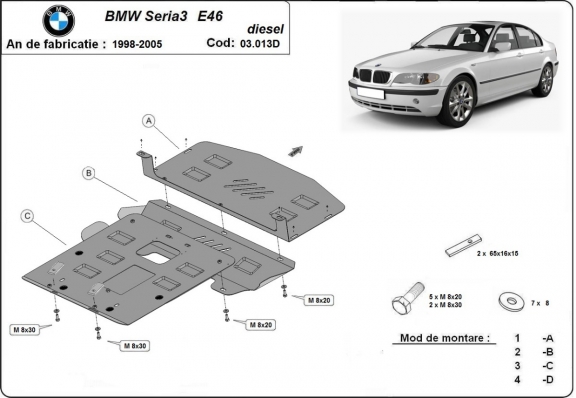 Unterfahrschutz für Motor der Marke BMW Seria 3 E46 - Diesel