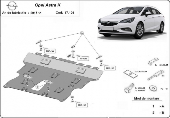 Unterfahrschutz für Motor der Marke Opel Astra K