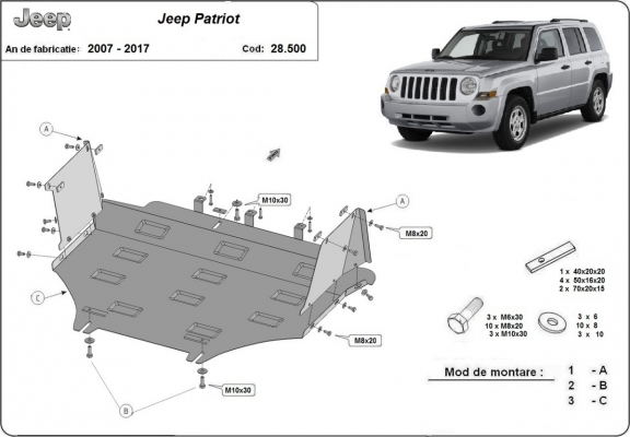 Unterfahrschutz für Motor der Marke Jeep Patriot