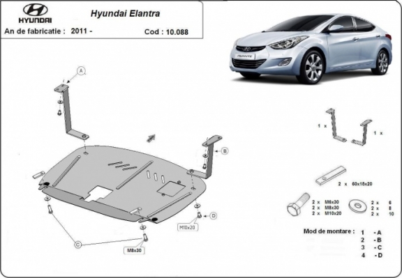 Unterfahrschutz für Motor der Marke Hyundai Elantra 2