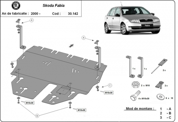 Unterfahrschutz für Motor der Marke Skoda Fabia 1