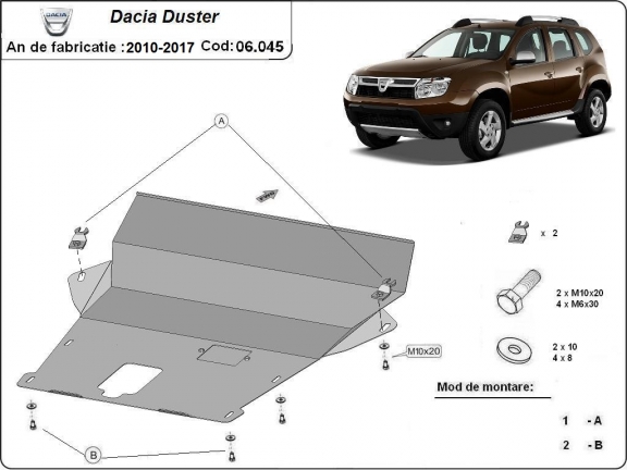 Unterfahrschutz für Motor der Marke Dacia Duster - 2,5 mm