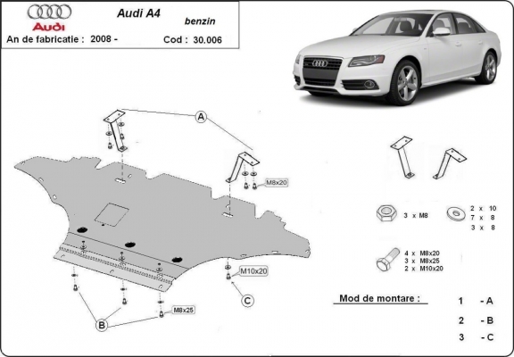Unterfahrschutz für Motor der Marke Audi A4 B8 All Road, benzin