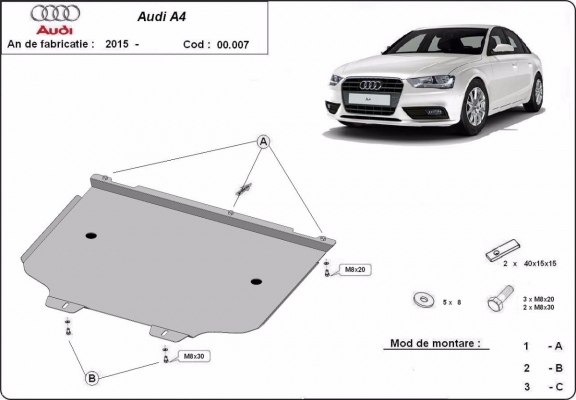 Stahl Getriebe Schutz für  Audi A4 B9 All Road