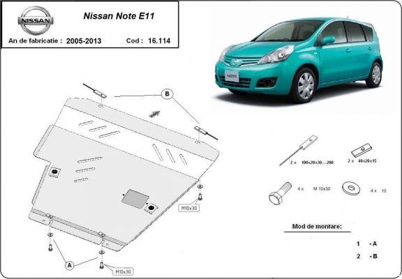 Unterfahrschutz für Motor der Marke Nissan Note