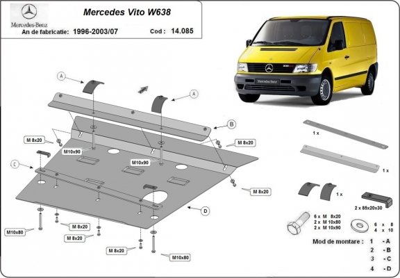 Unterfahrschutz für Motor und Getriebe aus Stahl für  Mercedes Vito