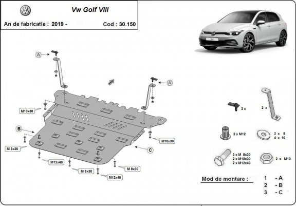 Unterfahrschutz für Motor der Marke VW Golf 8