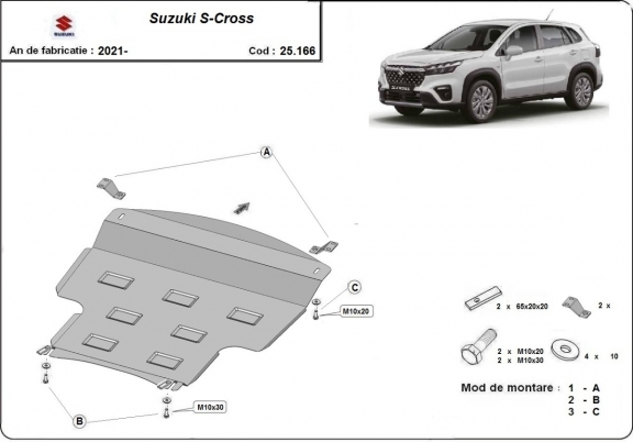 Unterfahrschutz für Motor und Getriebe aus Stahl für  Suzuki S-Cross