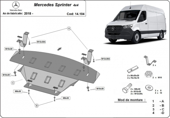 Unterfahrschutz für Motor der Marke Mercedes Sprinter 907  4x4