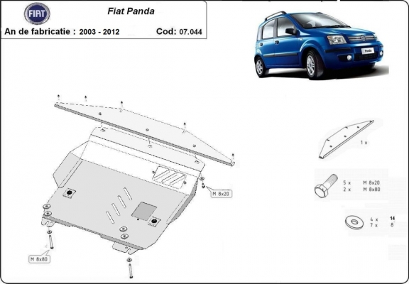 Unterfahrschutz für Motor der Marke Fiat Panda