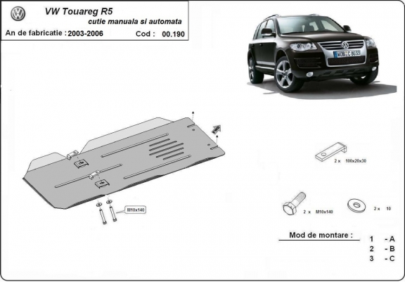 Stahl manuell und automatisch Getriebe Schutz für VW Touareg 7L
