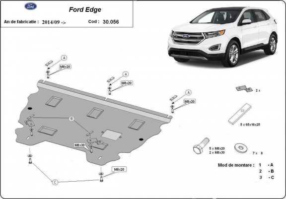 Unterfahrschutz für Motor und Getriebe aus Stahl für Ford Edge