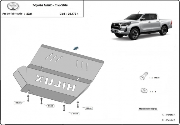 Kühlerschutz für unten aus Stahl für Toyota Hilux Invincible