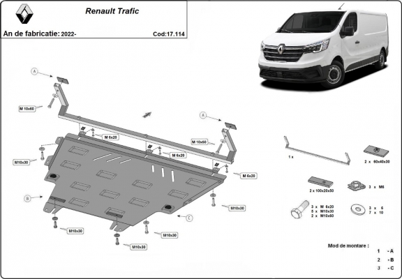 Unterfahrschutz für Motor der Marke Renault Trafic 3 facelift