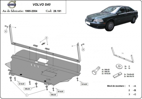 Unterfahrschutz für Motor der Marke Volvo S40