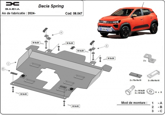 Unterfahrschutz für Motor der Marke Dacia Spring