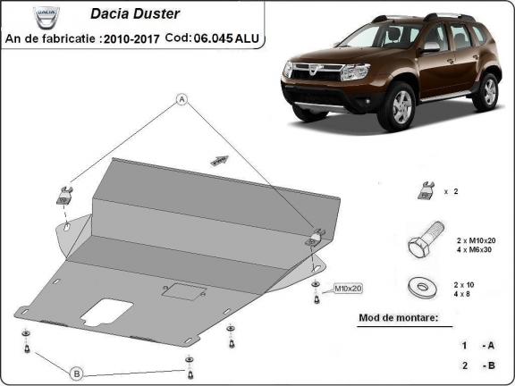 Aluminium Unterfahrschutz für Motor der Marke Dacia Duster
