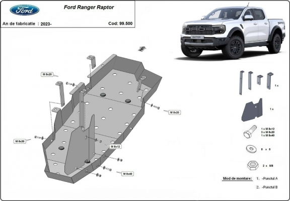 Stahlschutz für Treibstofftank der Marke Ford Ranger Raptor