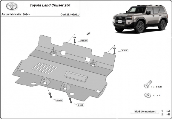 Kühlerschutz für unten aus Aluminium für Toyota Land Cruiser 250