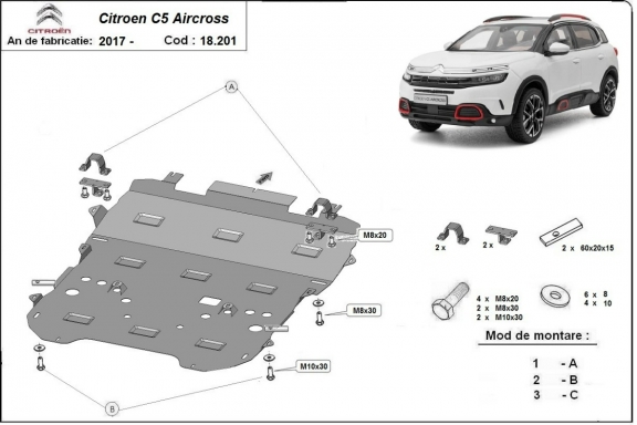 Unterfahrschutz für Motor der Marke Citroen C5 Aircross 