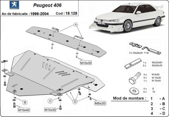 Unterfahrschutz für Motor und Getriebe aus Stahl für  Peugeot 406