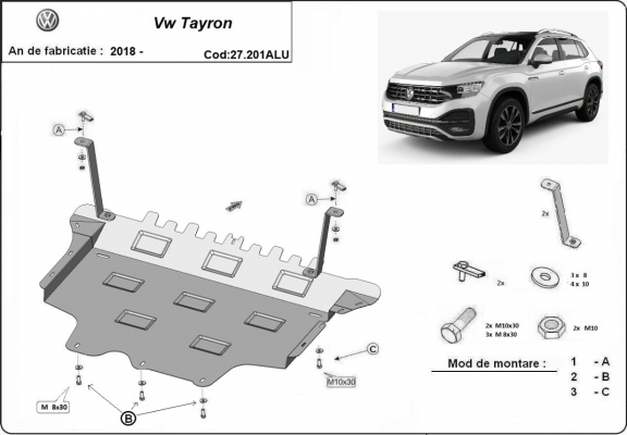 Aluminium Unterfahrschutz für Motor der Marke VW Tayron