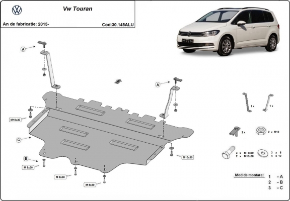 Aluminium Unterfahrschutz für Motor der Marke VW Touran