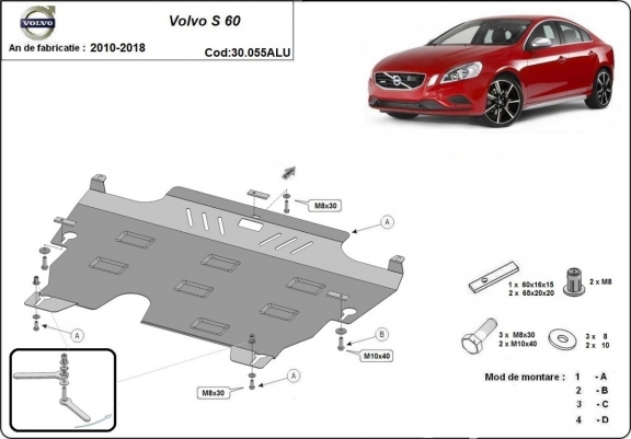Aluminium Unterfahrschutz für Motor und Getriebe für den Volvo S60
