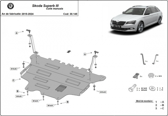 Unterfahrschutz für Motor der Marke Skoda Superb - Schaltgetriebe