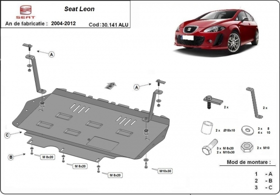 Aluminium Unterfahrschutz für Motor und Getriebe für den Seat Leon Mk2